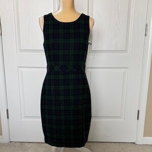 JCrew Plaid Sleeveless Dress - Black and Green